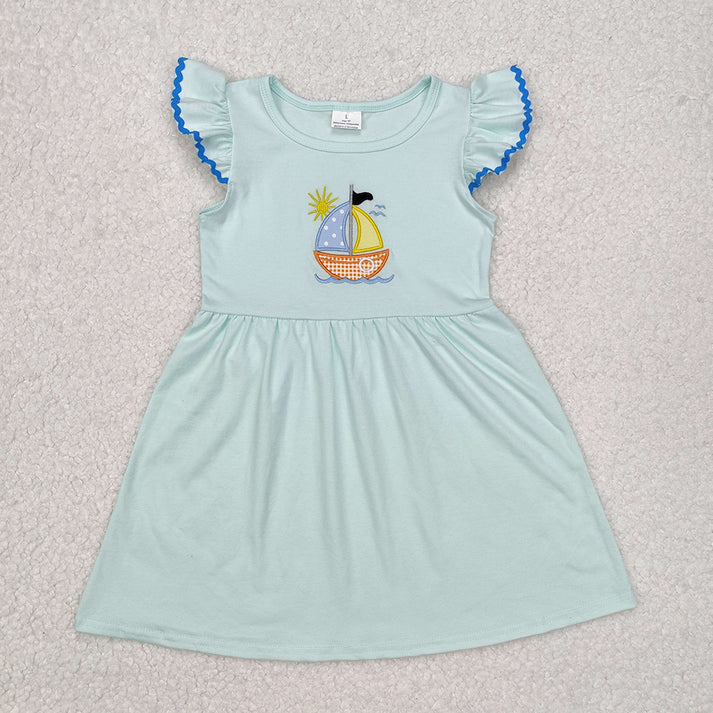 RTS baby girls clothes embroidery short Sleeve dress
