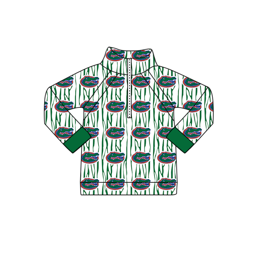 Custom moq 5 mix size milk silk summer team baby girls and boys clothes green long sleeve top-25.10.30