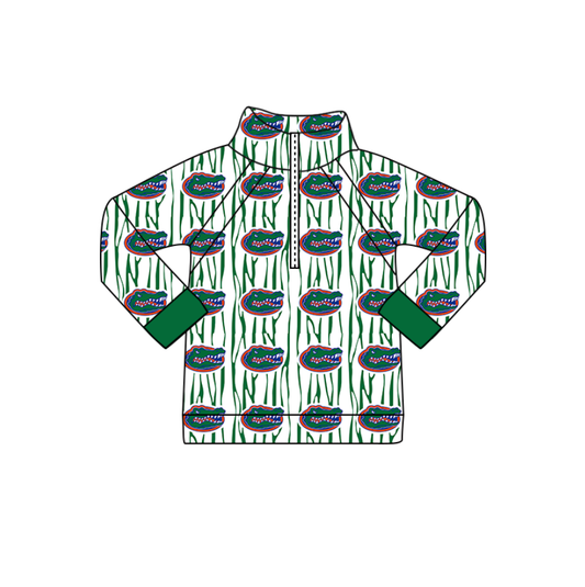 Custom moq 5 mix size milk silk summer team baby girls and boys clothes green long sleeve top-25.10.30