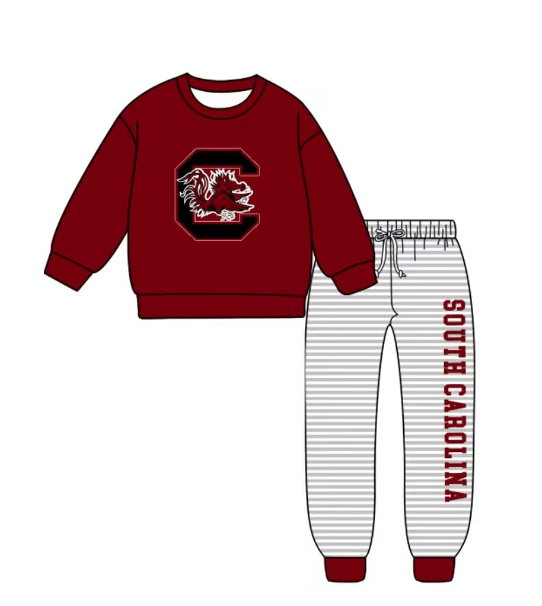 Custom moq 5 mix size milk silk summer teams baby girls clothes dark red hooded long sleeve pants sets and boy sets 2 and jumpsuit-25.8.28