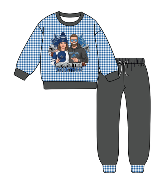 Custom moq 8 mix size milk silk summer teams baby girl clothes blue long sleeve pants sets-25.9.29