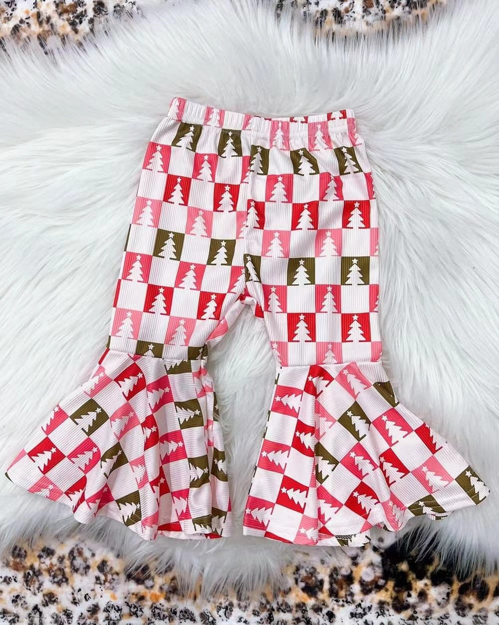 Custom MOQ 5 baby girls clothes Christmas trees pants