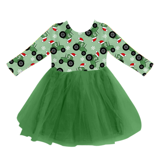 Custom moq 5 each style eta 6-7weeks baby girl clothes tractor long sleeve dress-25.7.23
