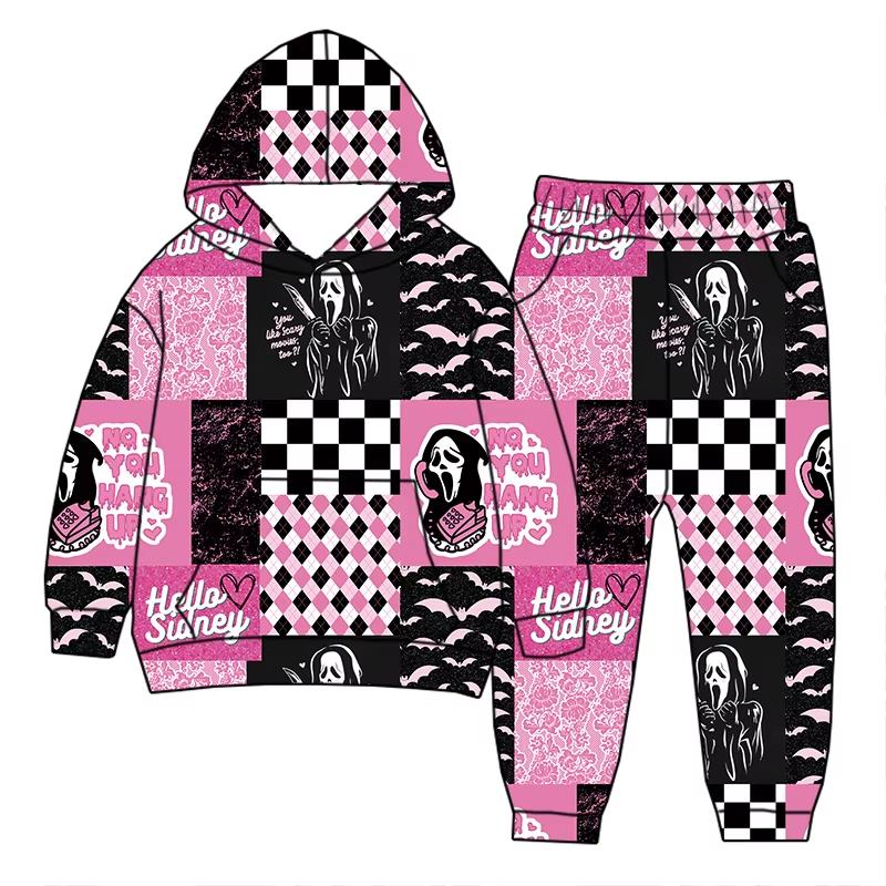 Custom moq 5 each style eta 6-7weeks baby girl clothes hooded long sleeve pants sets-25.8.1