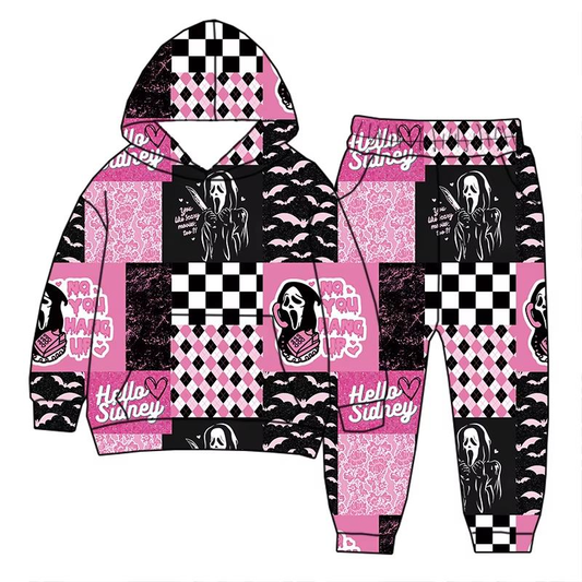 Custom moq 5 each style eta 6-7weeks baby girl clothes hooded long sleeve pants sets-25.8.1