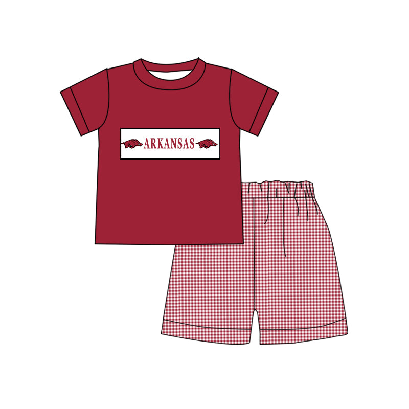 Deadline August 22 custom no moq eta 6-8weeks red boys summer sets