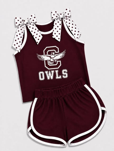 custom moq 5 mix size AITOLY0106  Baby Girls Tank Top With Polka Dot Bows Trim Elastic Waist Short Clothing Set