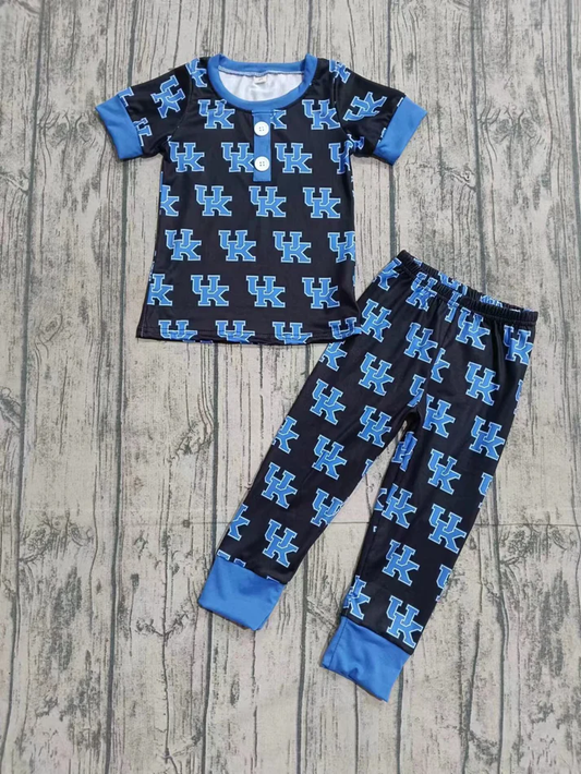 Custom summer teams baby boy clothes team blue short sleeve pants sets-25.8.5