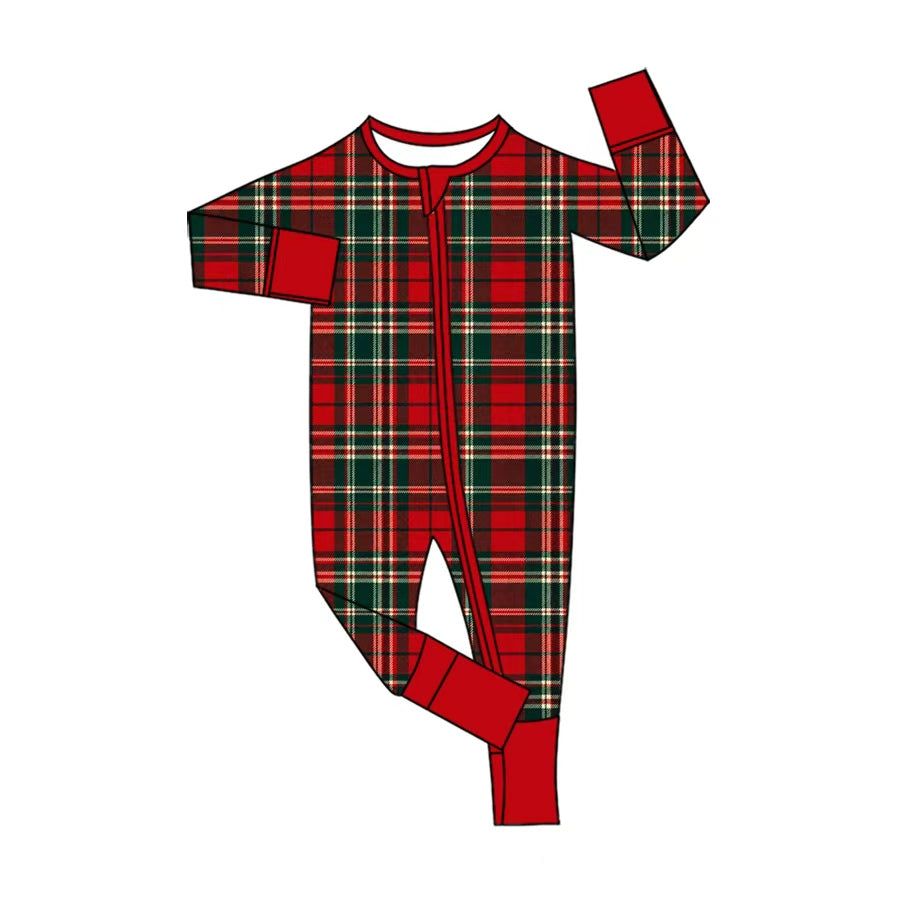 custom moq 5 mix size KLSH0103 Adult To Match Kids Red Green Plaid Christmas Pajama Set Rompers Dress Adult Buttons Tops