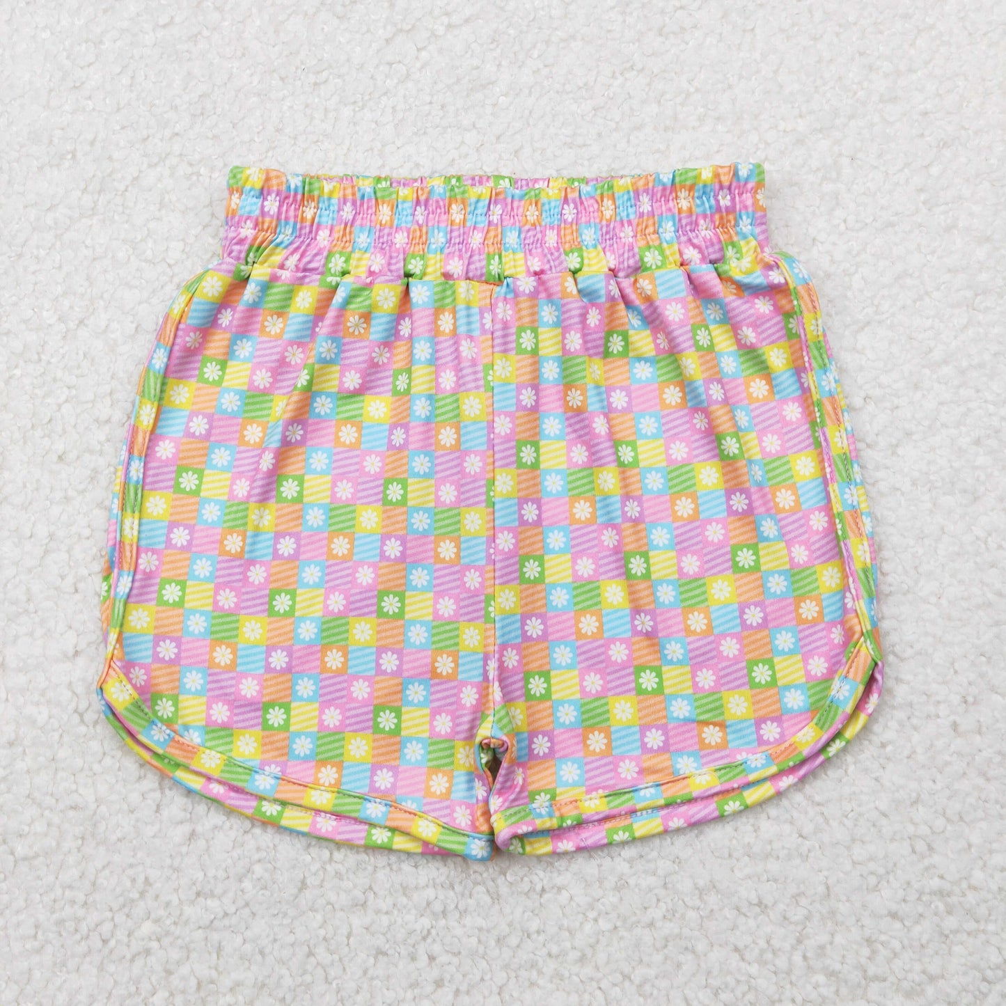 RTS NO MOQ SS0474 Flower color plaid shorts