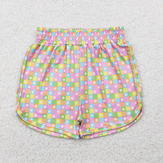 RTS NO MOQ SS0474 Flower color plaid shorts
