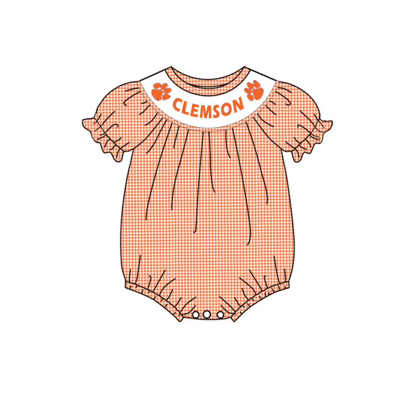 Deadline: May 14 custom eta 5week no moq eta 5-6weeks clemson summer romper orange