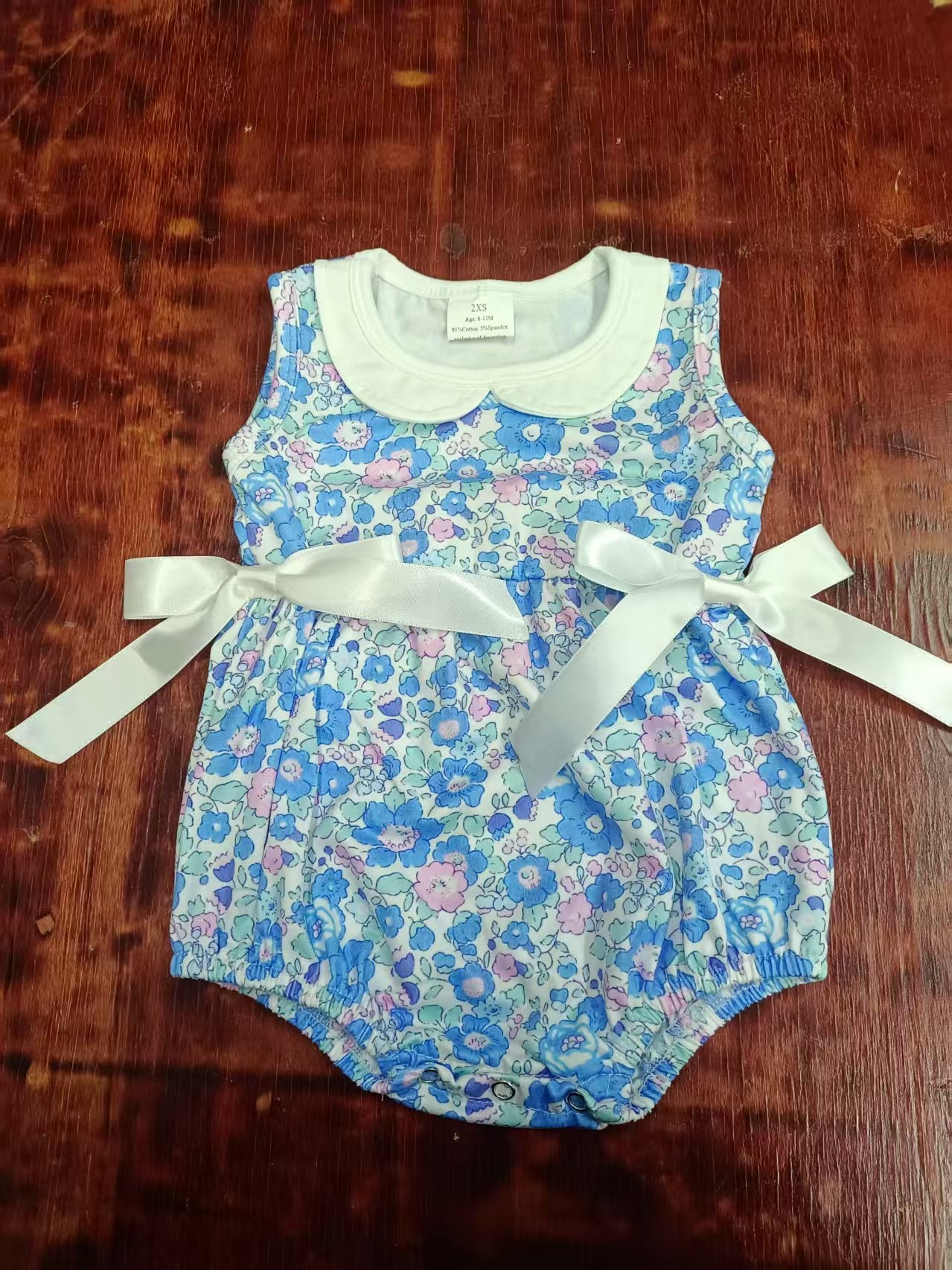 Custom moq 3 eta 6-7weeks baby girl clothes floral sleeveless romper