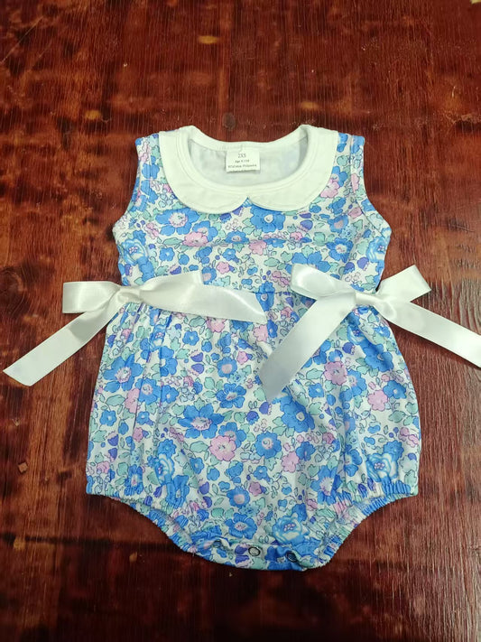 Custom moq 3 eta 6-7weeks baby girl clothes floral sleeveless romper