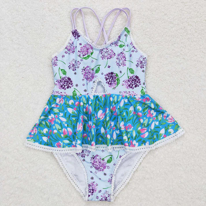 RTS NO MOQ Baby Girls Summer Ruffle One Piece Sibling Sister Swimsuits