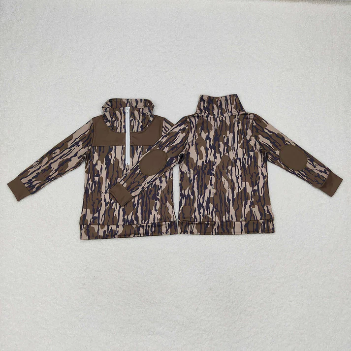 RTS NO MOQ Baby Boys Camouflage Hunting Season Zip Pullovers Tops