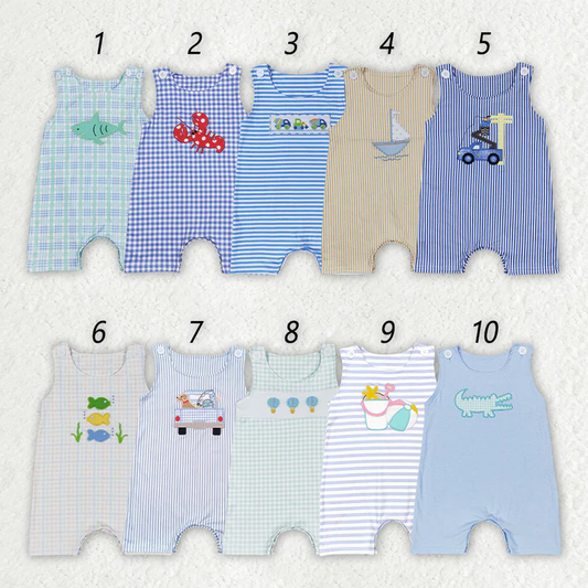 RTS Boys and girls embroidery Short Sleeve Shorts romper