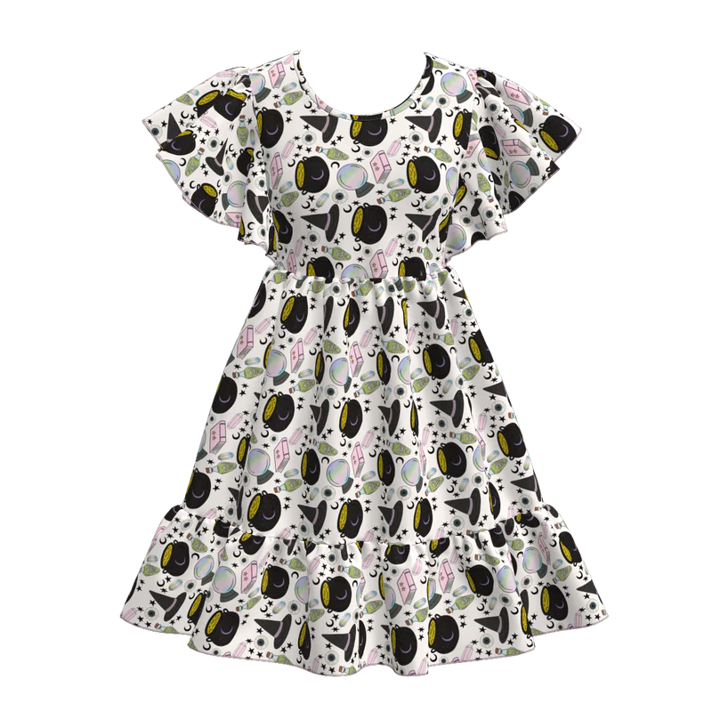 Custom moq 5 each style eta 6-7weeks halloween baby girl short sleeve dress and adult dress-25.7.16