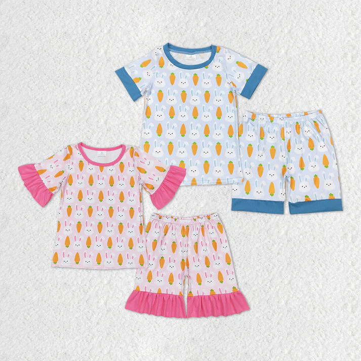 RTS NO MOQ Baby Girls and Boys Easter Short Sleeve Shorts Set