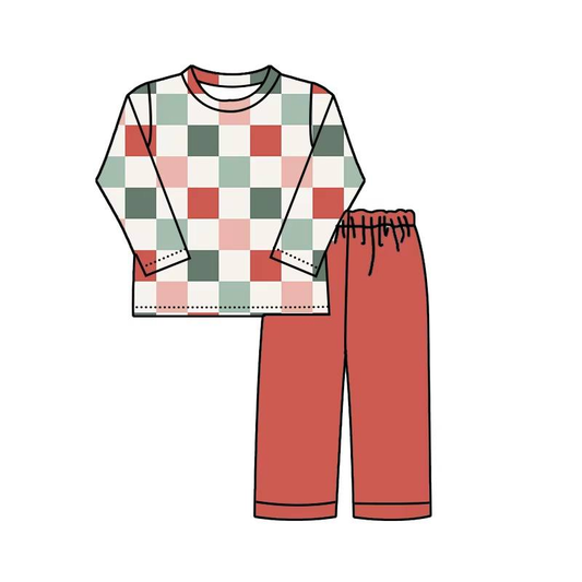 Custom moq 5 each style eta 6-7weeks baby girl clothes plaid long sleeve pants sets -25.8.1