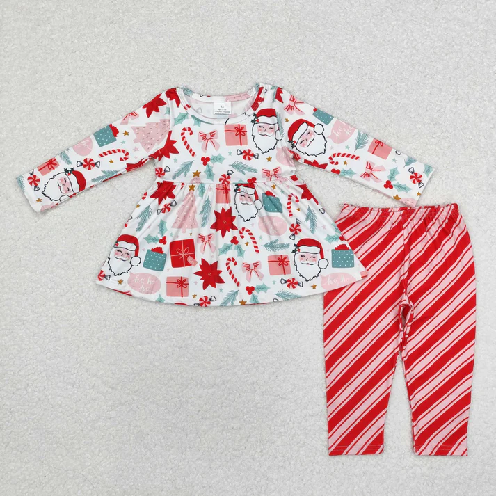 RTS NO MOQ Sibling baby girl clothes Christmas bow long sleeve pants Sets