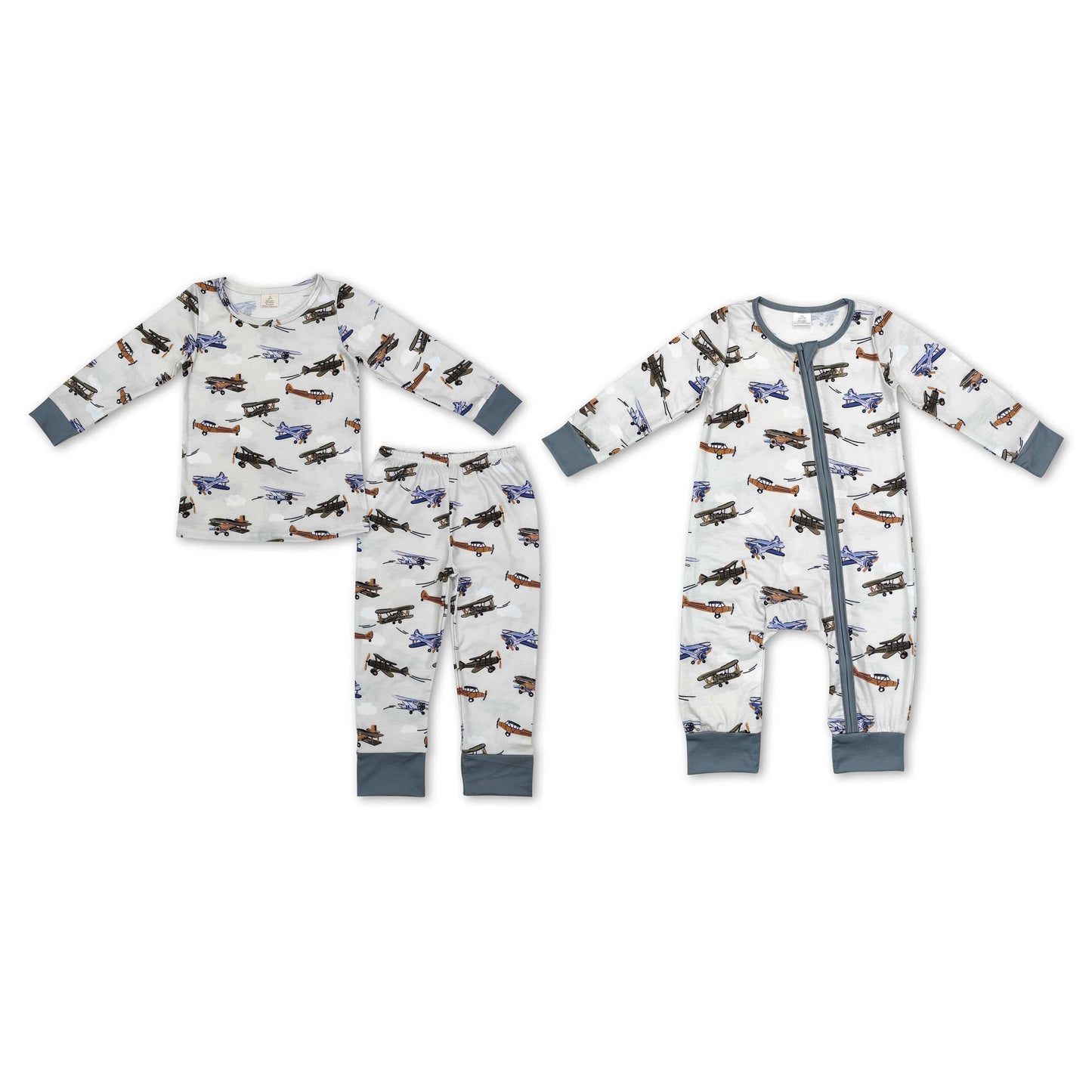 RTS NO MOQ BLP0647 LR1326  Military combat aircraft print pattern gray long sleeve suit & long zipper climbing clothes