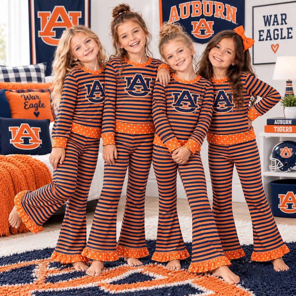 custom moq 5 mix size AYLN0101 Baby Kids Striped Print Long Sleeve Tee and Pants Set