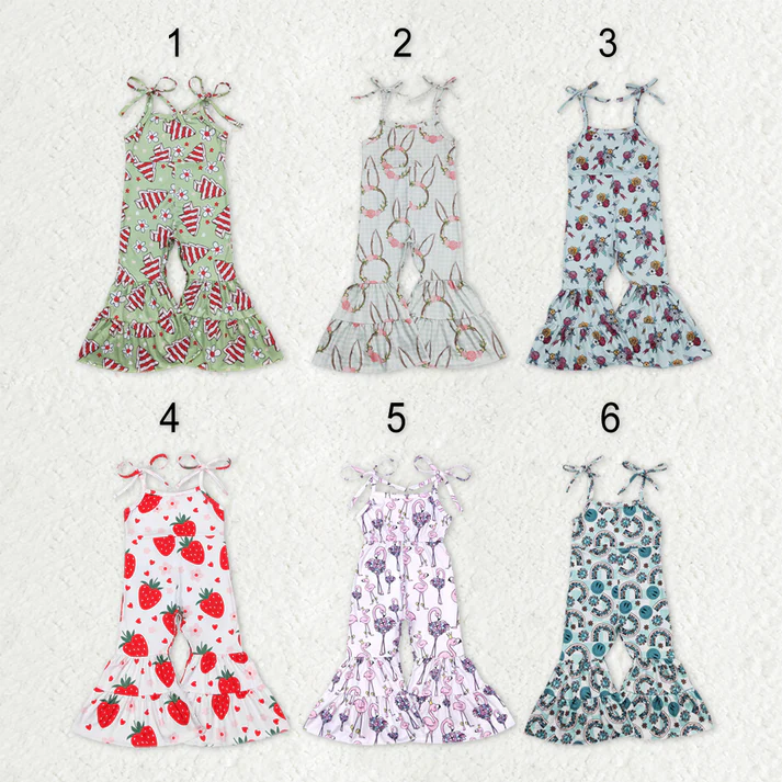 RTS NO MOQ Sibling baby girl clothes matching western Floral suspender jumpsuit 6