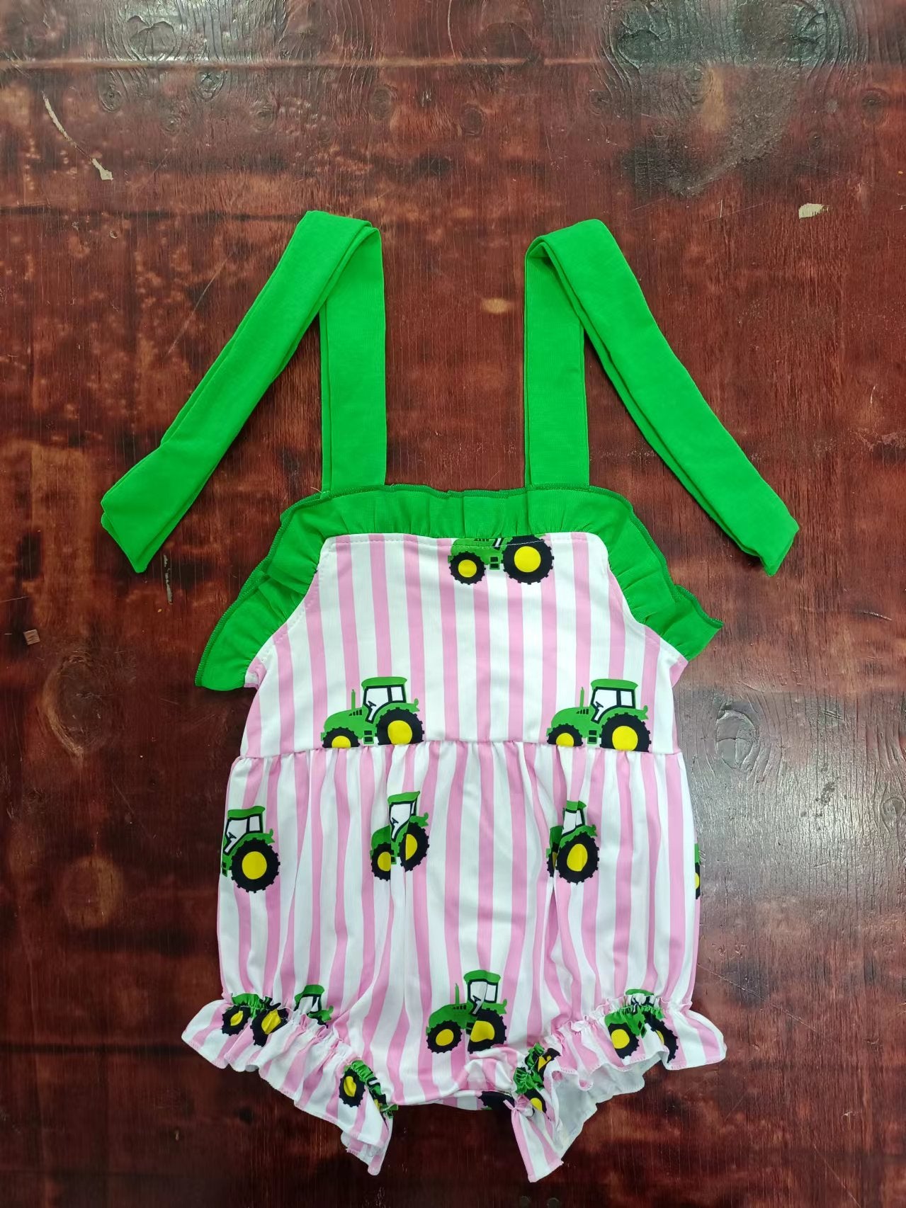 custom moq 5 eta 5weeks mix size baby girls clothes green suspender summer Romper
