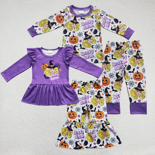 RTS Halloween Pumpkin Witch Purple Long Sleeve Pants Suit