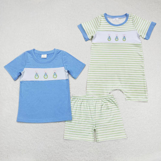 Baby boys Cowboy bunny gift prints solid color green plaid Sibling Sister Clothes Sets