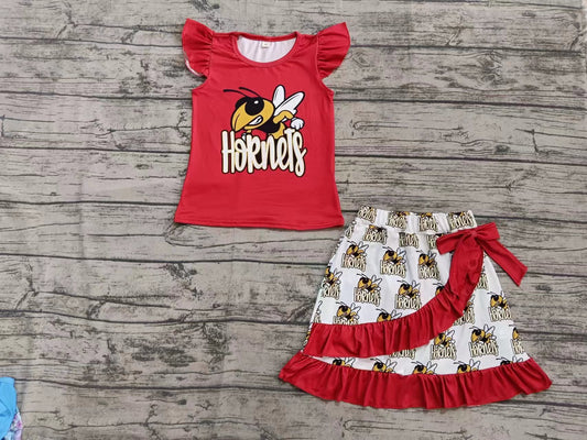Custom moq 3 eta 6-7weeks baby girls clothes red sleeveless skirts shorts sets