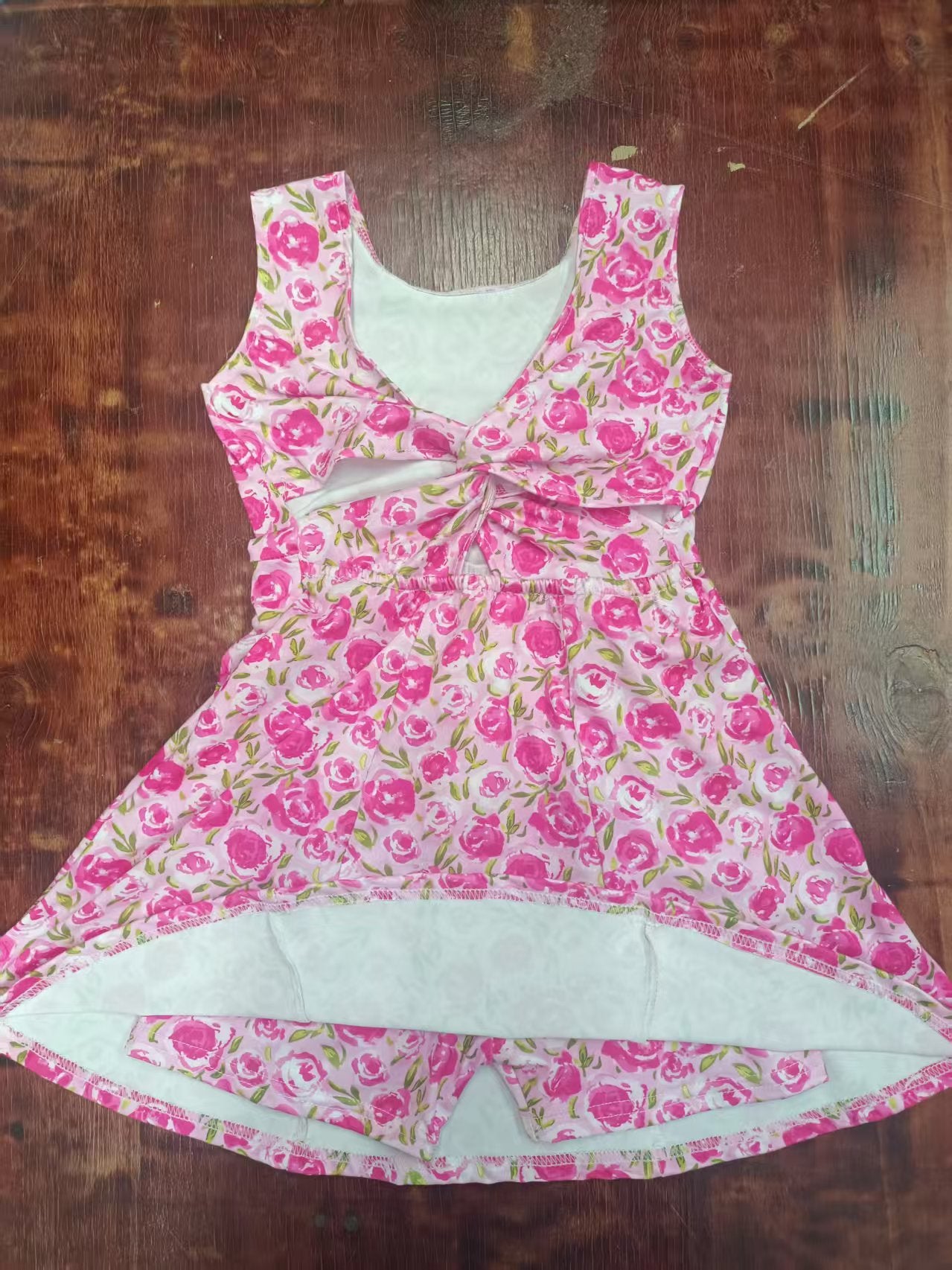 Custom moq 3 eta 6-7weeks baby girl clothes floral pink sleeveless dress