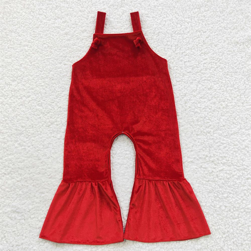RTS NO MOQ Solid color corduroy lace hem suspender jumpsuit