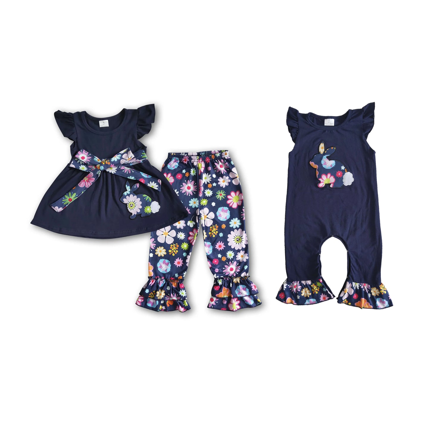 RTS Boys and girls easter cotton Short Sleeve pants sets romper