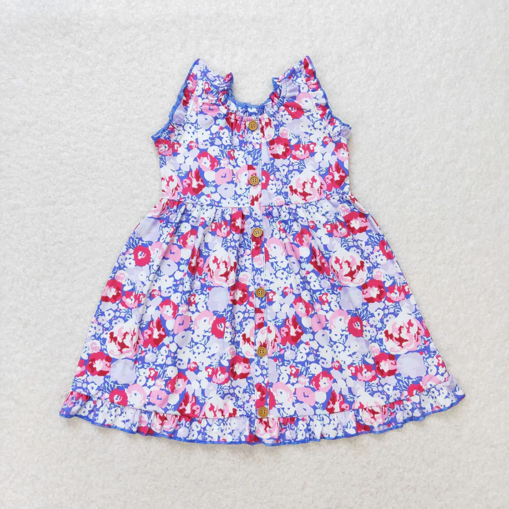 RTS Baby Girls Purple Flowers Pockets Sibling Sister Dresses Clothes Sets