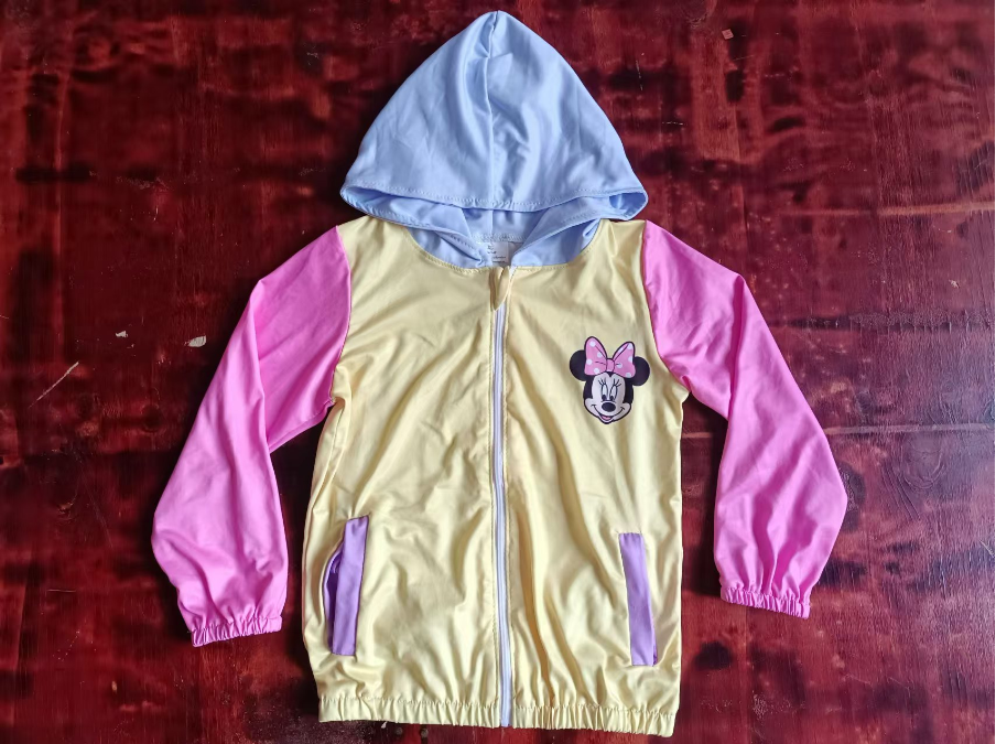 Custom moq 3 eta 6-7weeks Yellow, pink and blue patchwork hooded zip-up jacket