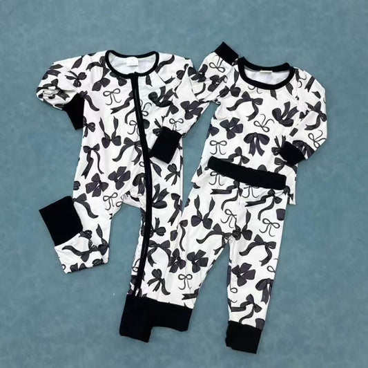 RTS NO MOQ Sibling Baby girls boy clothes bow long-sleeved trousers suit & romper
