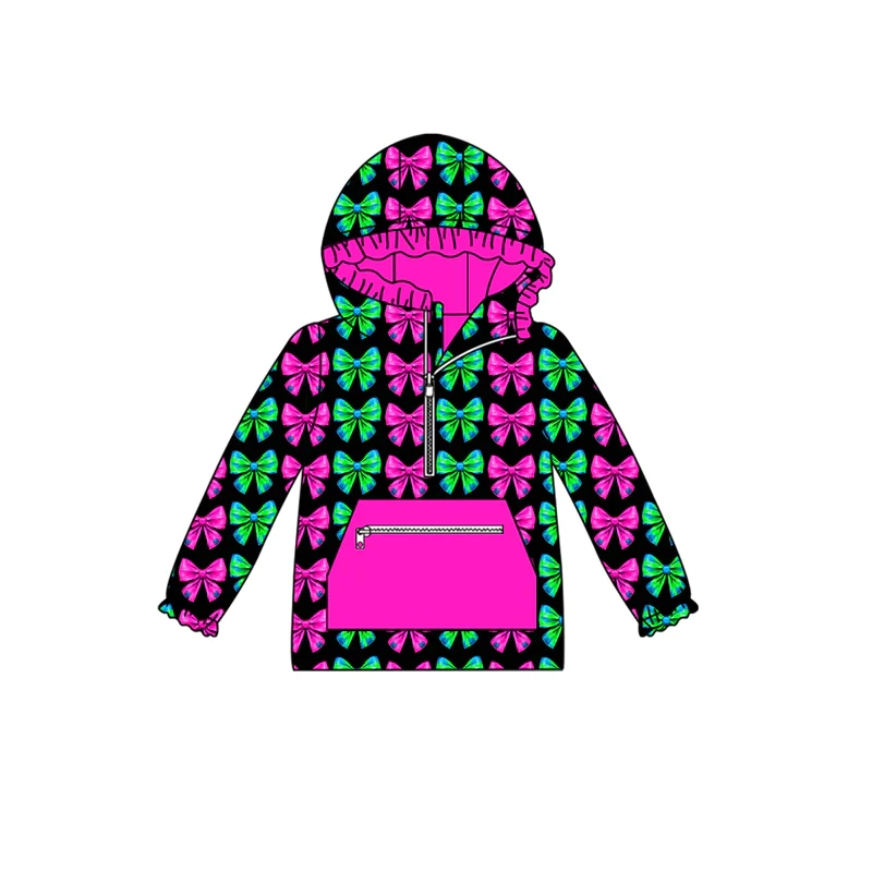 Custom moq 5 each style eta 6-7weeks baby girl clothes pocket bow hooded long sleeve top-25.8.1