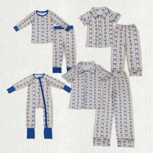 RTS NO MOQ Sibling Baby girl clothes bow long-sleeved trousers suit & romper and adult set