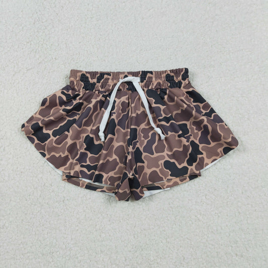 RTS NO MOQ（In Stock) SS0772 Brown camouflage yoga shorts