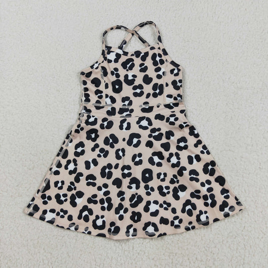 RTS NO MOQ（In Stock) GSD2650 Leopard-print brown yoga sleeveless dress