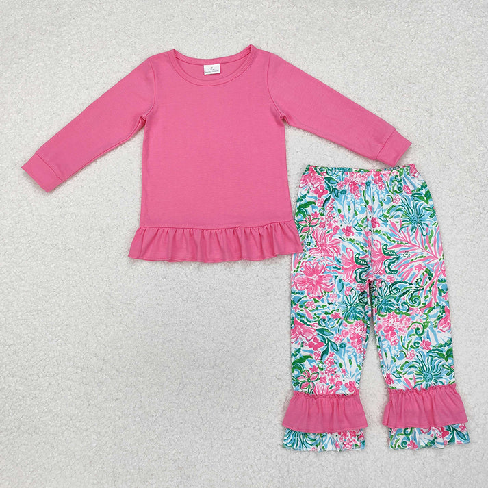 RTS NO MOQ Baby Girl Flower Long Sleeve Trousers Set