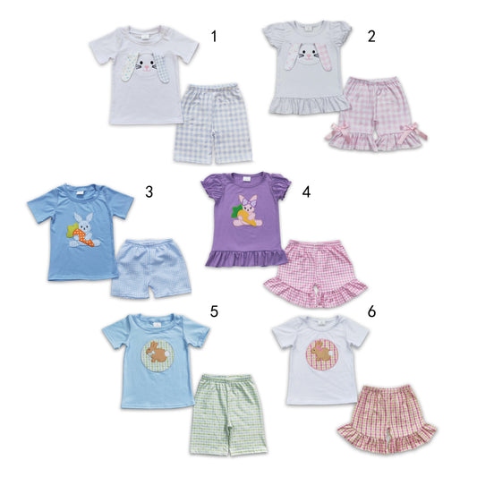 RTS NO MOQ baby girl clothes easter short-sleeved shorts suit & short-sleeved sets