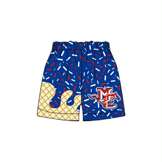 Custom moq 5 mix size milk silk eta 6-8weeks summer teams red baby girls clothes team Ice cream summer shorts