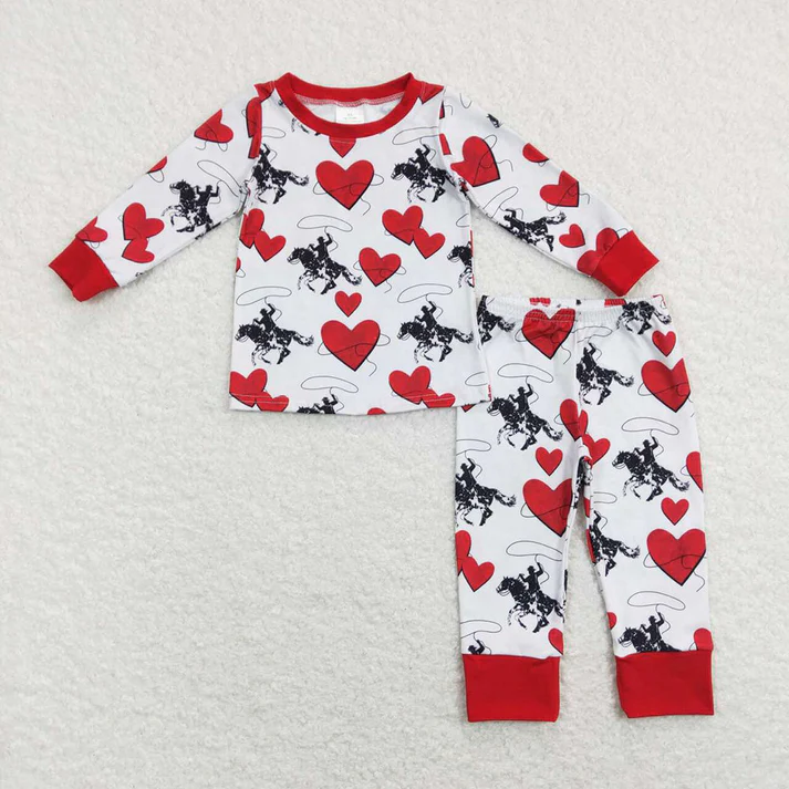 RTS NO MOQ Baby Girls Valentine love long-sleeved trousers suit & romper