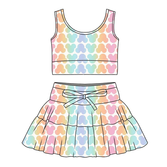Custom moq 5 mix size milk silk CUSTOM MOQ 5 MIX SIZE Pink cute skirt and shorts set