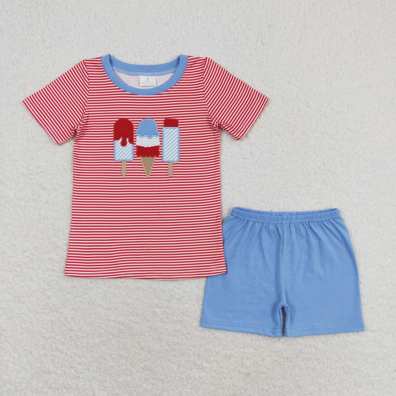 RTS NO MOQ BSSO0576 Summer striped flag short-sleeved trousers suit