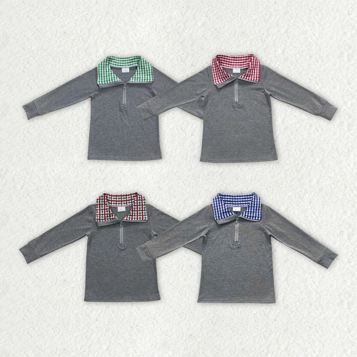 RTS Baby Boys Plaid Long Sleeve Sibling Brother Pullover Tee Shirt Tops