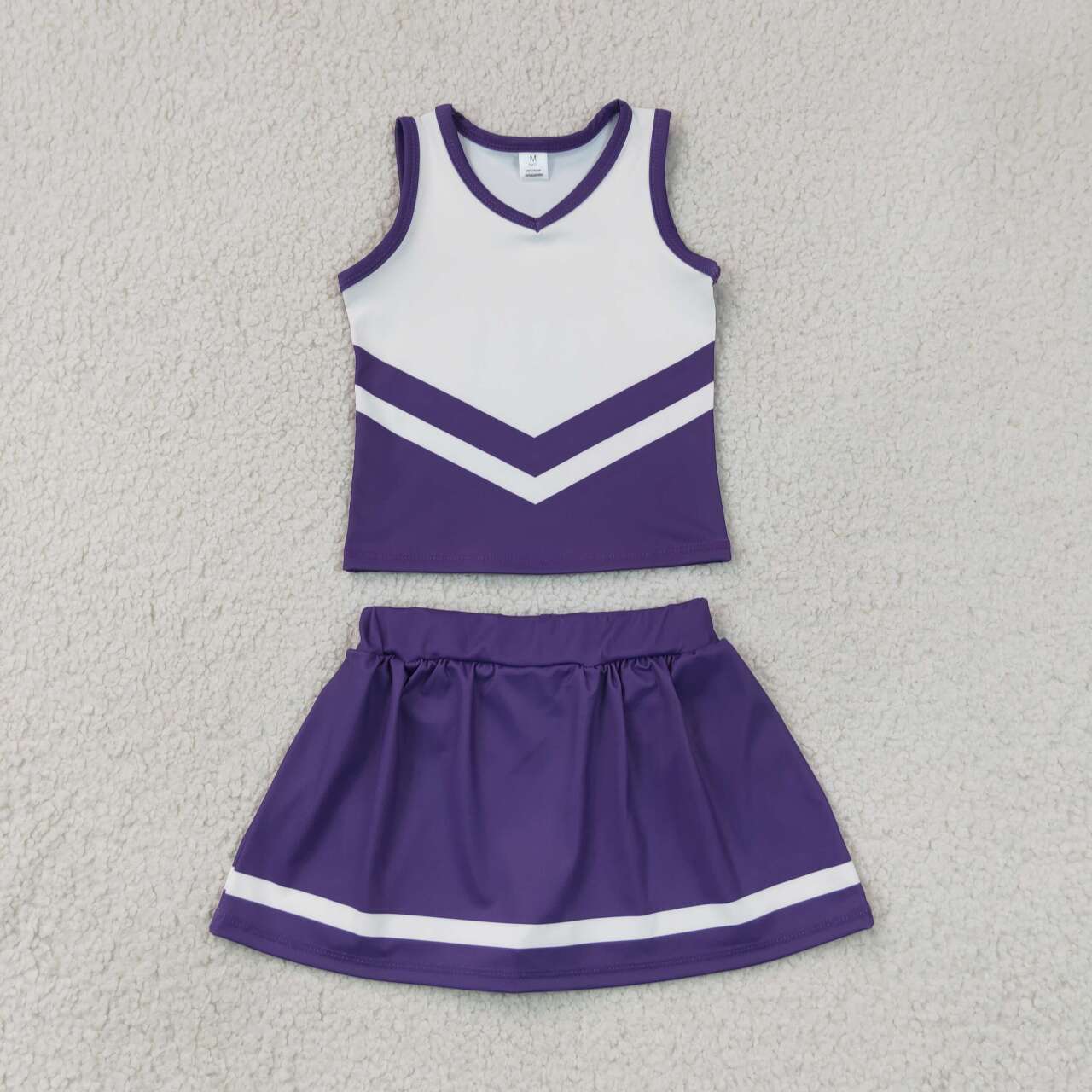 RTS NO MOQ yoga fabric GSD4192 Baby Girls Purple Stripe Vest Skort Team Yoga Active Outfit